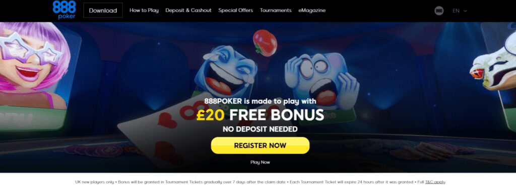888-Poker-Online-Poker-£20-No-Deposit-Bonus
